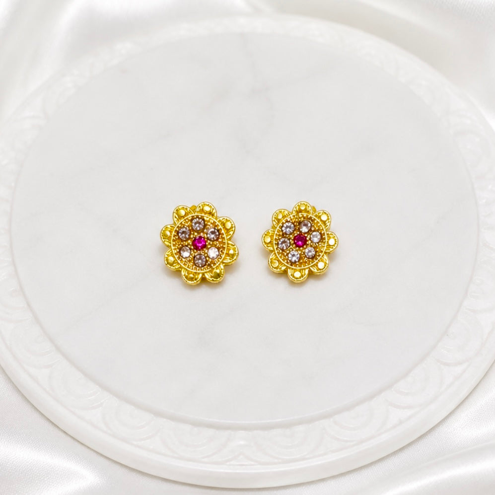 Luxury Floral AD Ruby Gold Pendant Necklace Set | Premium Microplated Handcrafted Jewellery