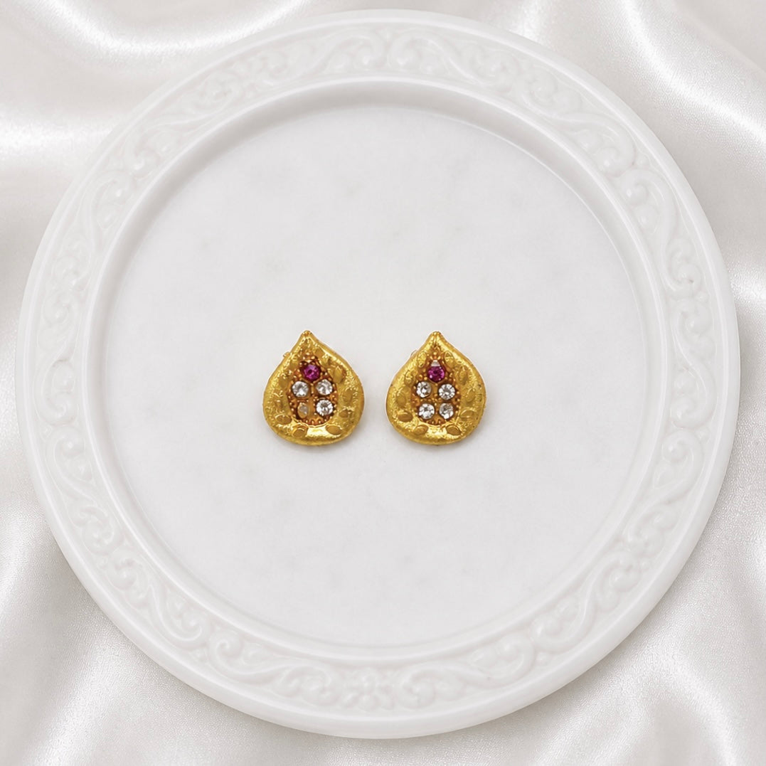 Luxury Teardrop AD Ruby Gold Pendant Necklace Set | Premium Microplated Handcrafted Jewellery