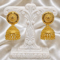 Classic Disc & Dome Ghungroo Gold Jhumka Earrings | Handmade Temple Jewellery