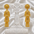 Traditional Gold-Plated Triple Dome Ghungroo Jhumka Earrings | Temple Jewellery