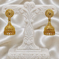 Traditional Petal Mesh Gold Jhumki Earrings – Temple Style Ghungroo Jhumki’s