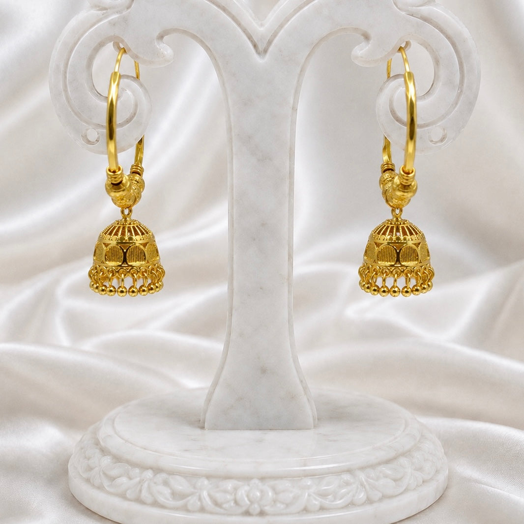 Traditional Gold Hoop Jhumka Earrings with Ghungroo | Handcrafted Temple Style Hoops
