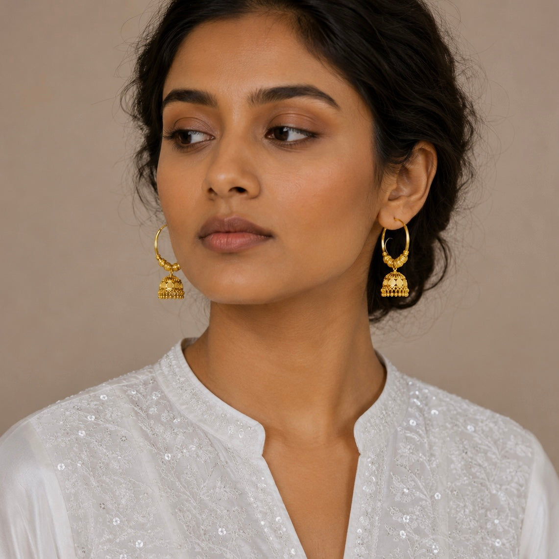 Traditional Gold Hoop Jhumka Earrings with Ghungroo | Handcrafted Temple Style Hoops