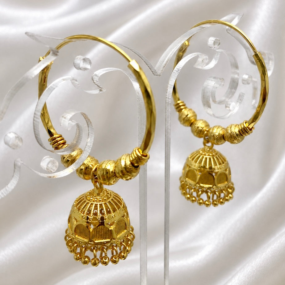 Traditional Gold Hoop Jhumka Earrings with Ghungroo | Handcrafted Temple Style Hoops