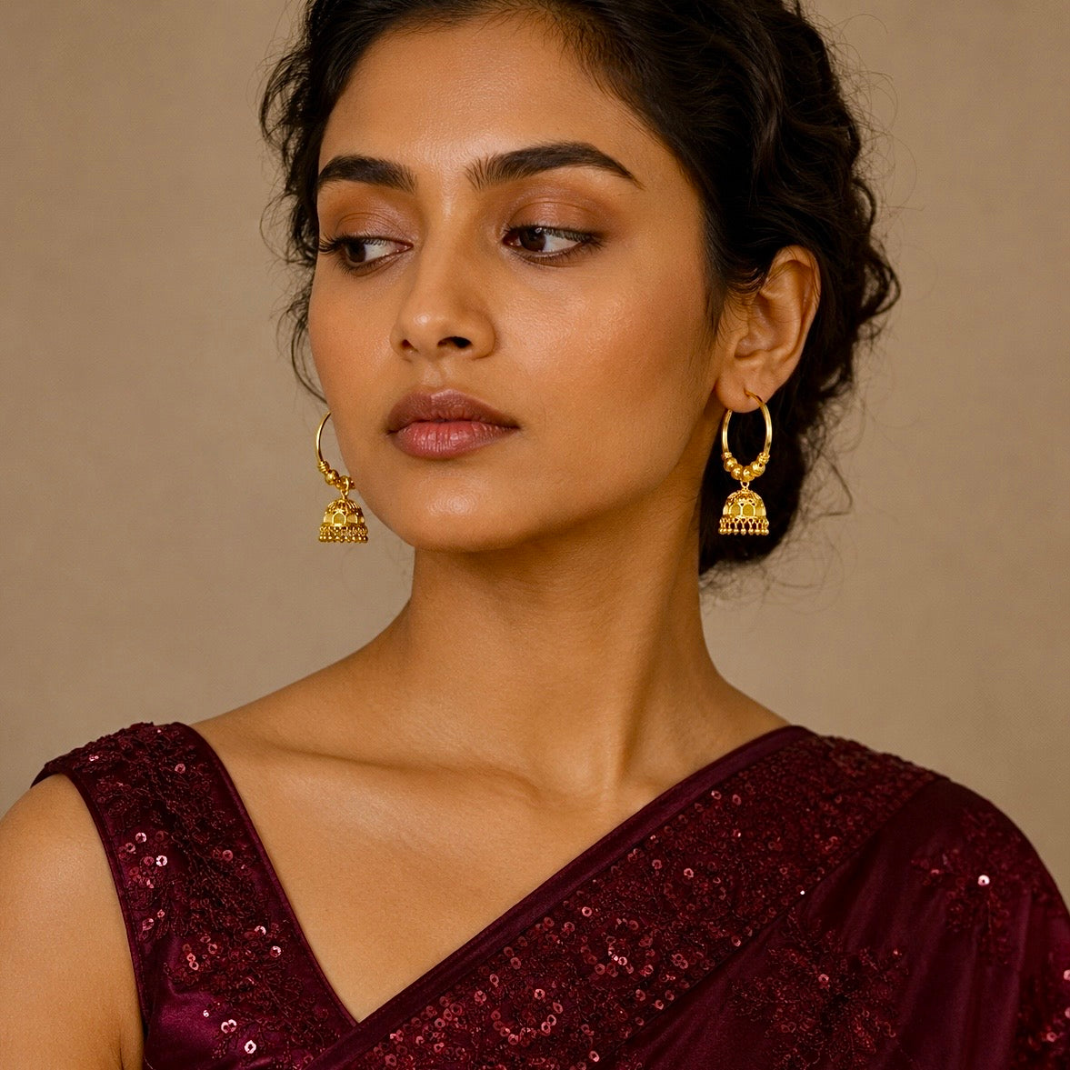 Traditional Gold Hoop Jhumka Earrings with Ghungroo | Handcrafted Temple Style Hoops