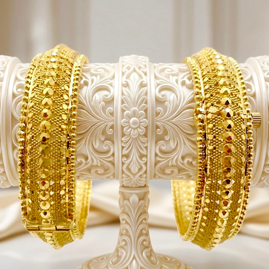 Micro Plating Gold Turkish Design Bangle Pair