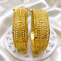 Premium Turkish Gold Geometric Mesh Bangle Pair with Fine Detailing