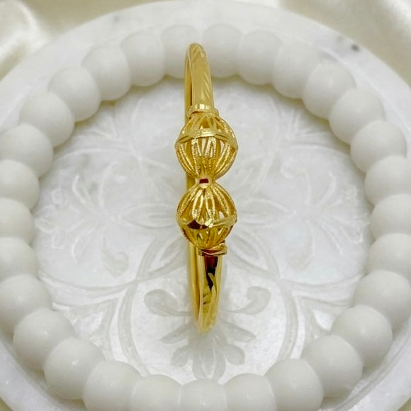 Handcrafted Dubai Gold Traditional Bangle | Double Bead Design