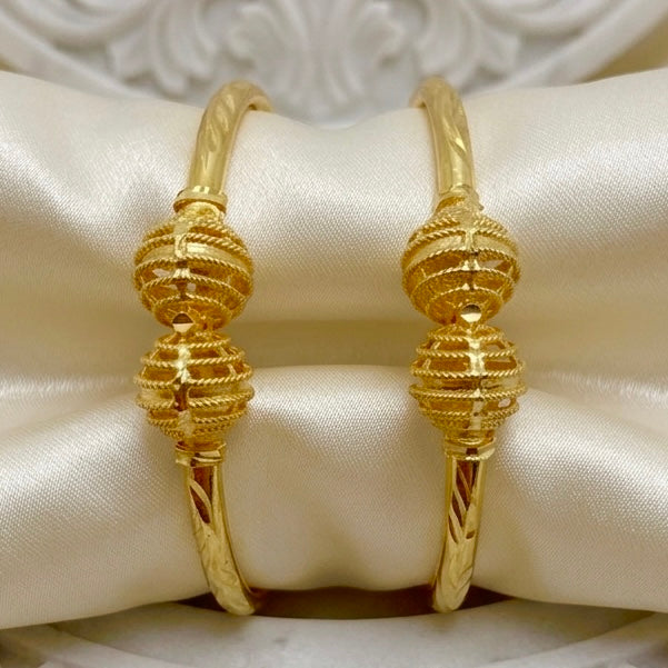 Handcrafted Dubai Gold Double Bead Traditional Bangle