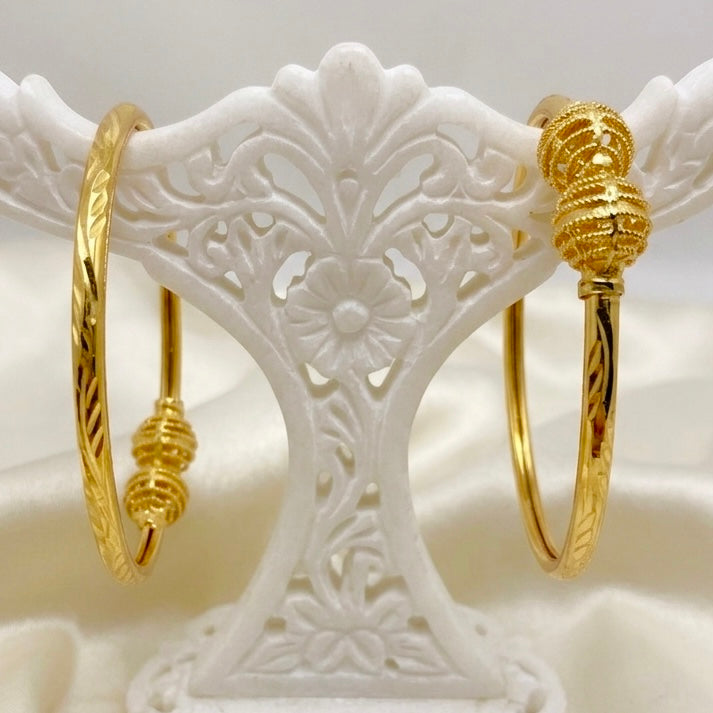 Handcrafted Dubai Gold Double Bead Traditional Bangle