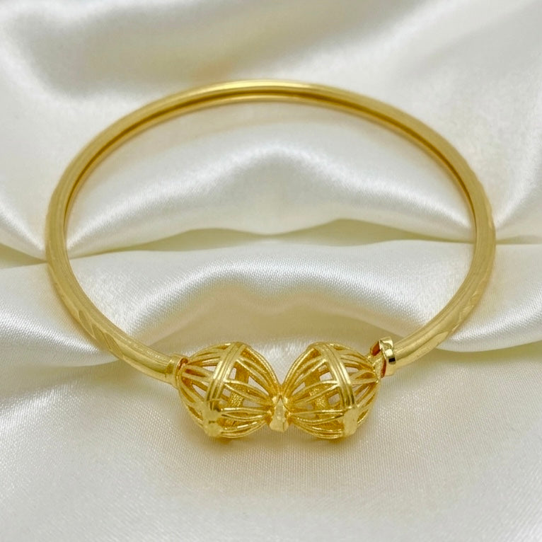 Handcrafted Dubai Gold Traditional Bangle | Double Bead Design