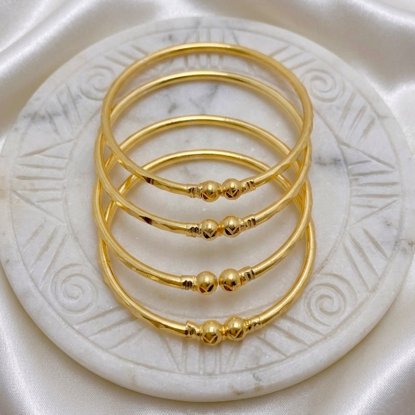 Classic Dubai Gold Beaded Bangle | Premium Micro-Plated Handcrafted Design