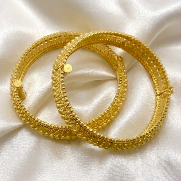 Micro Plating Gold Turkish Design Bangle Pair