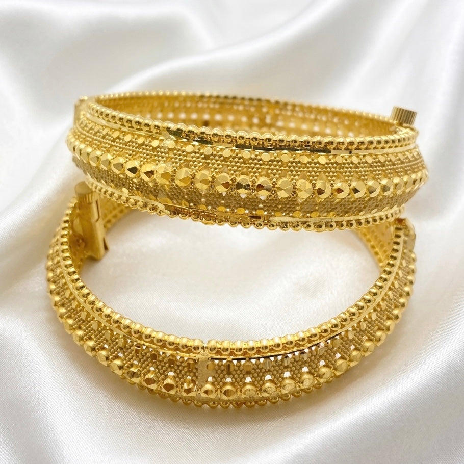 Micro Plating Gold Turkish Design Bangle Pair