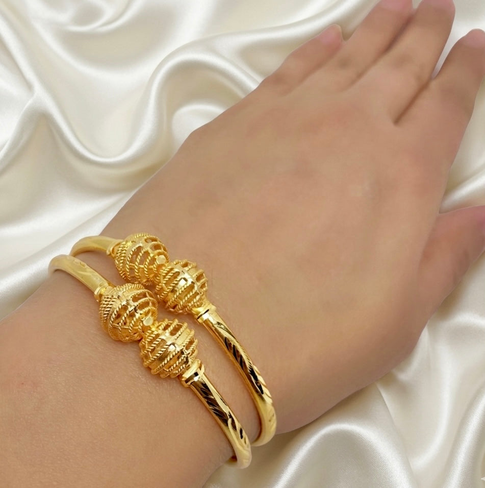 Handcrafted Dubai Gold Double Bead Traditional Bangle