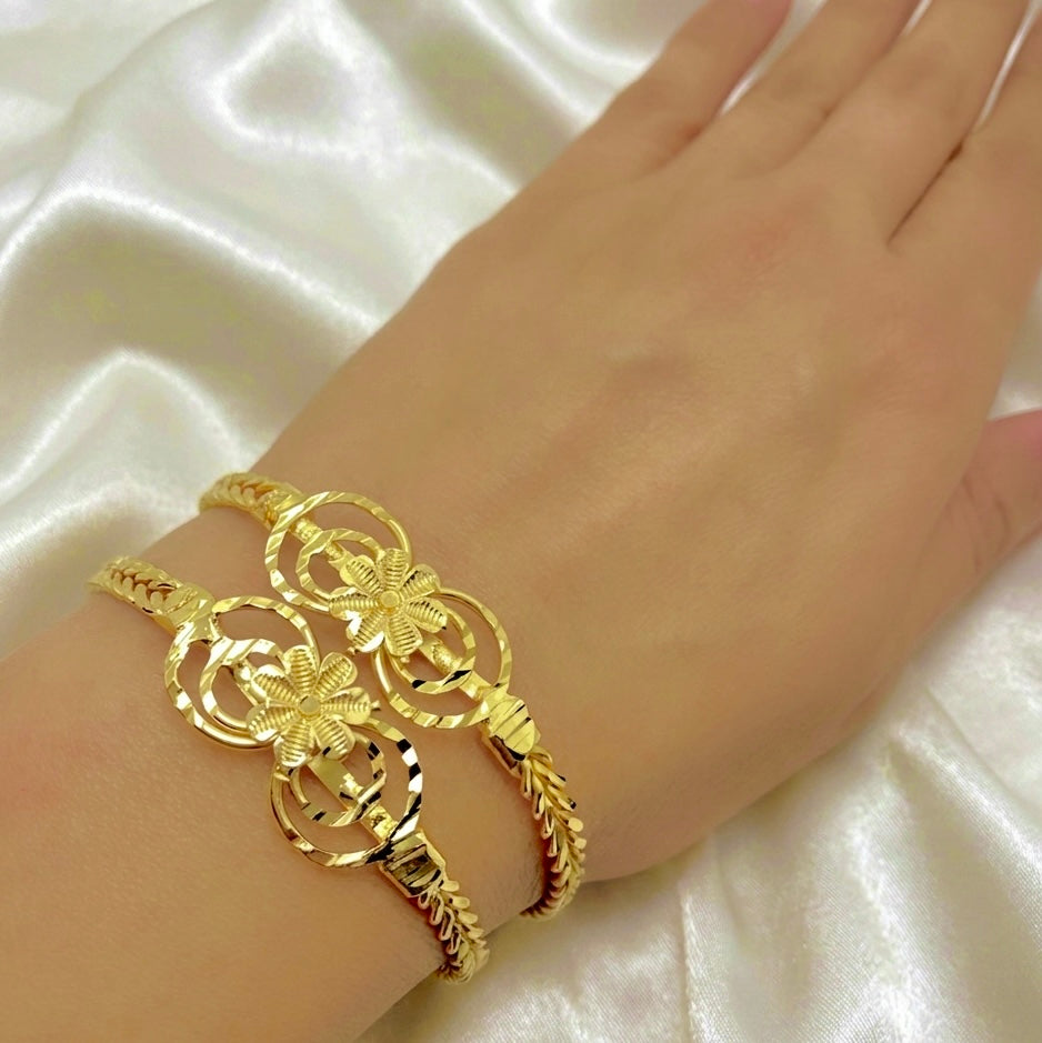 Handcrafted Floral Dubai Gold Bangles | Micro-Plated Traditional Design
