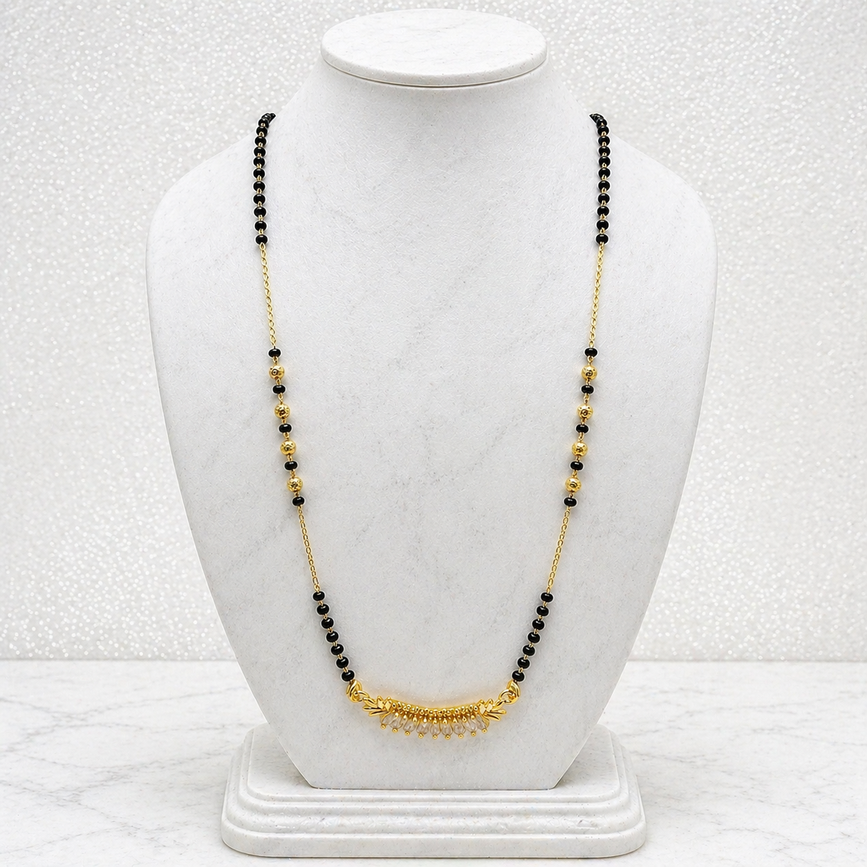 Elegant Fan-Style AD Anti-Tarnish Mangalsutra Pendant