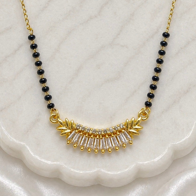Elegant Fan-Style AD Anti-Tarnish Mangalsutra Pendant