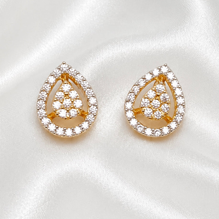 Anti-Tarnish 18K Gold plated AD Mangalsutra Pendant Set with Matching Stud Earrings