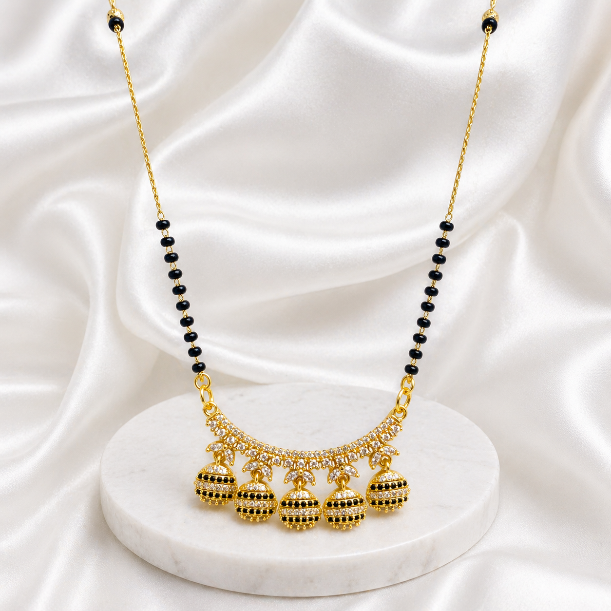 Royal Jhumka-Style AD Anti-tarnish Mangalsutra Pendant