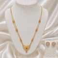 Luxury Micro Gold Plated AD Stone Necklace Set | Premium Crystal Cut Studded Jewellery Set
