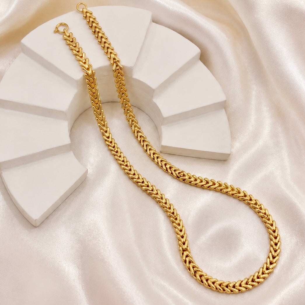 Microplated Gold Handmade Link Neck Chain | Premium Daily Wear Gold Chain for Women