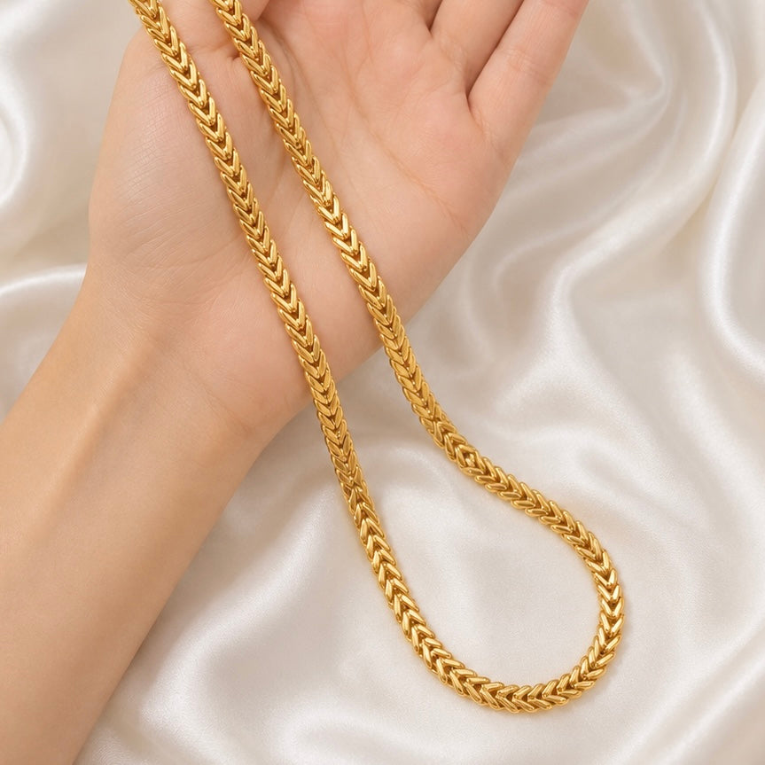 Microplated Gold Handmade Link Neck Chain | Premium Daily Wear Gold Chain for Women