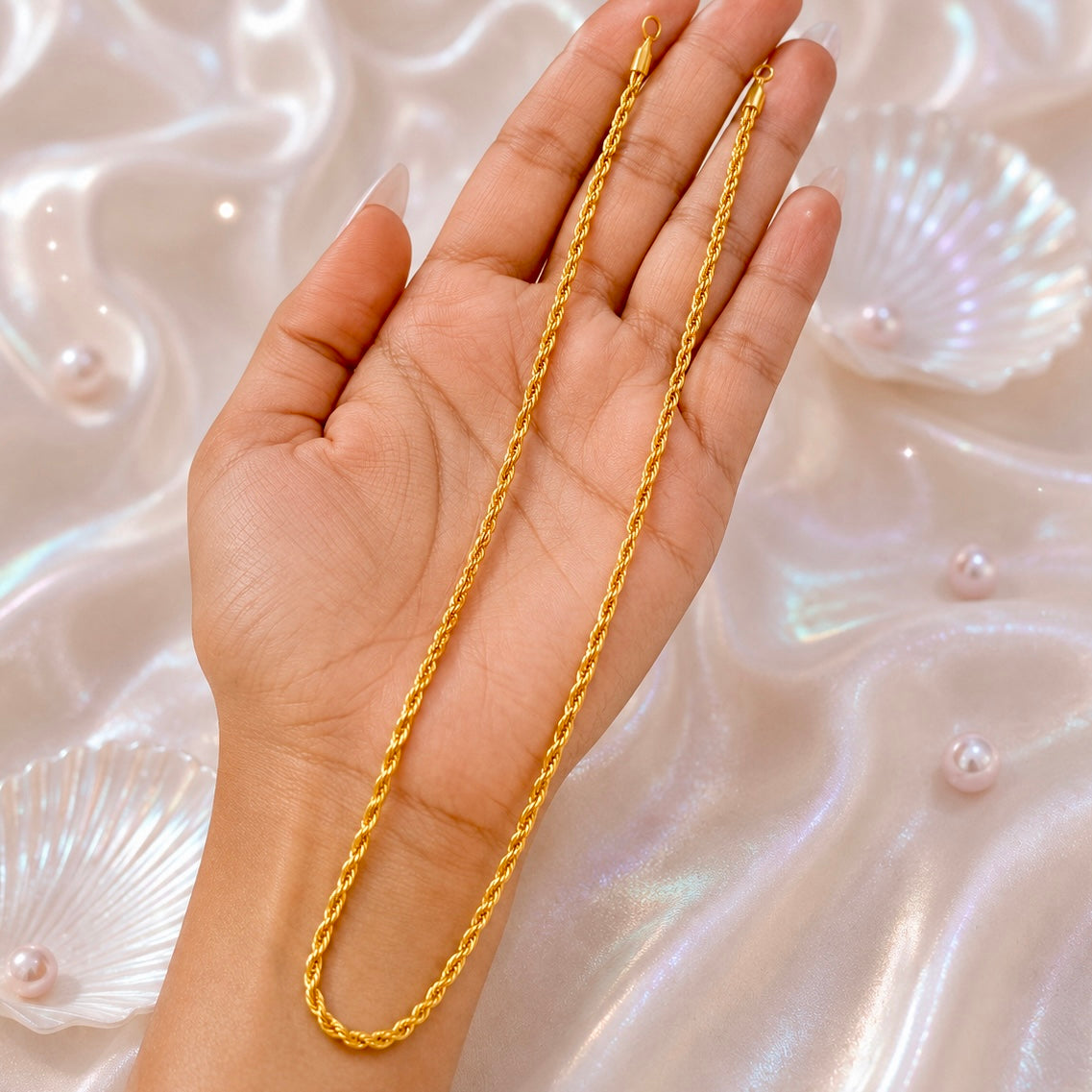 Microplated Gold Rope Twist Neck Chain | Handmade Premium Gold Finish Statement Chain for Women
