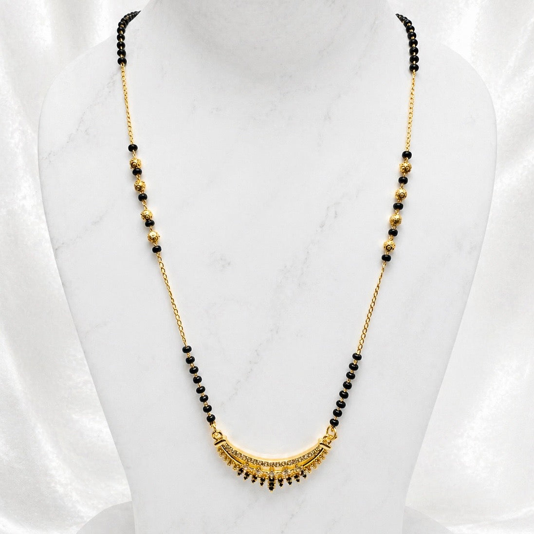 Elegant Carved AD Mangalsutra Pendant – 18K Gold Plated