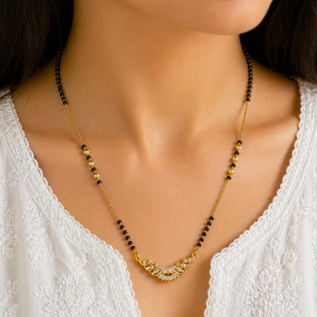 Premium Wing-Style AD Anti-Tarnish Mangalsutra Pendant