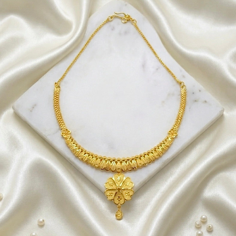 Micro Plated Dubai Gold Floral necklace set