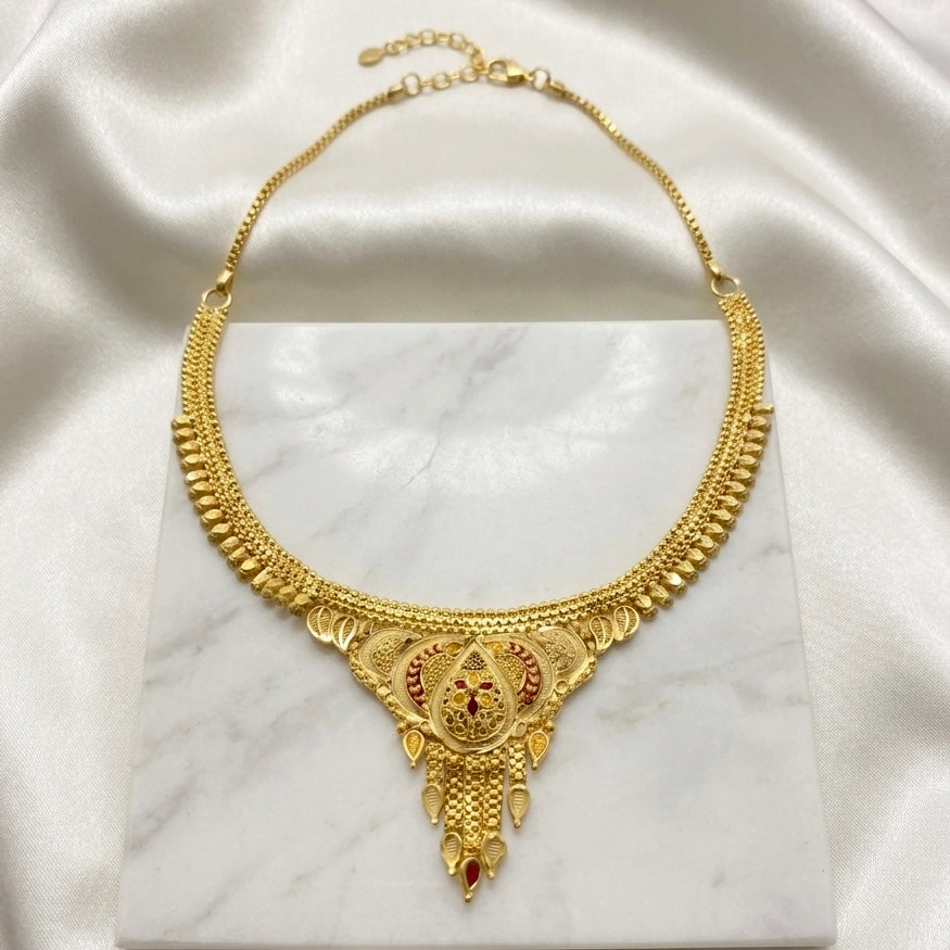 Micro Plated Dubai Gold Meenakari Necklace Set