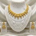 Micro Plated Dubai Gold Floral Drop Necklace Set