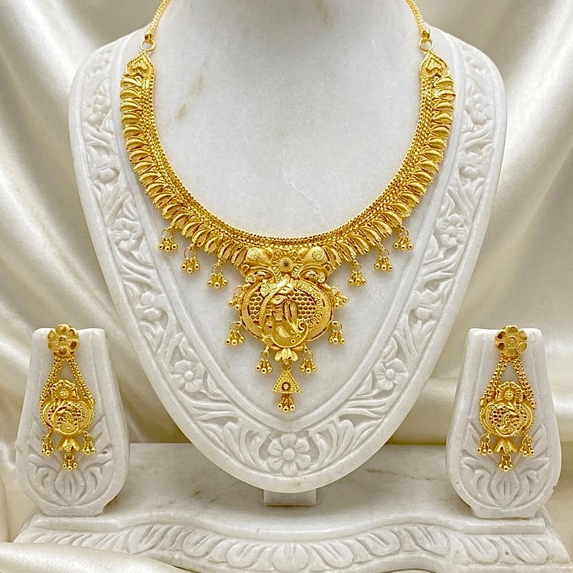 Micro Plated Dubai Gold Traditional Necklace Set
