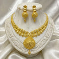 Micro Plated Dubai Gold Fan-Style Pendant Necklace Set