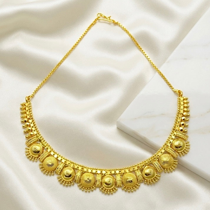 Micro Plated Dubai Gold round motif necklace set