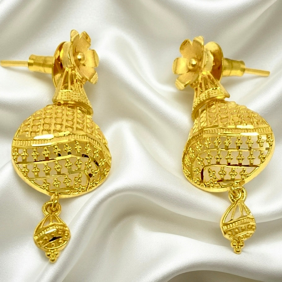 Micro Plated Dubai Gold Fan-Style Pendant Necklace Set