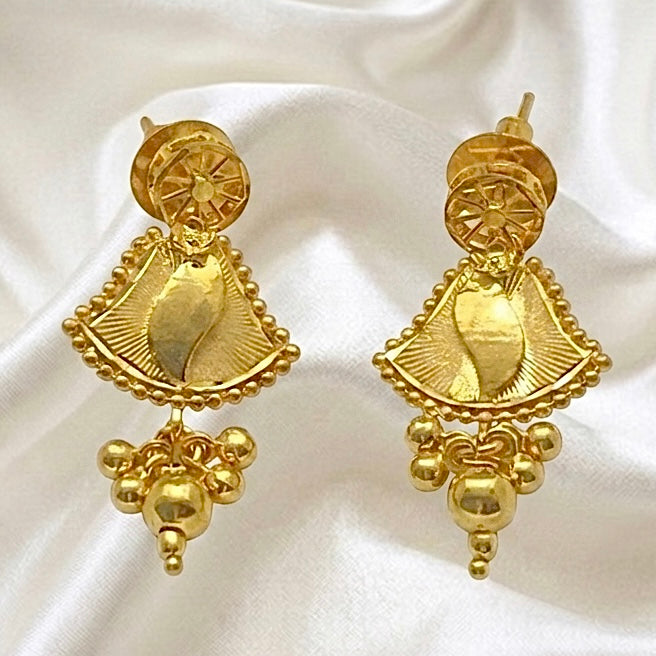 Micro Plated Dubai Gold Round Mesh & Leaf Motif Necklace Set