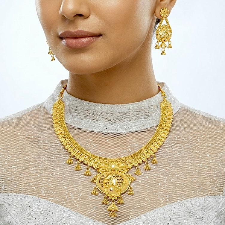 Micro Plated Dubai Gold Traditional Necklace Set