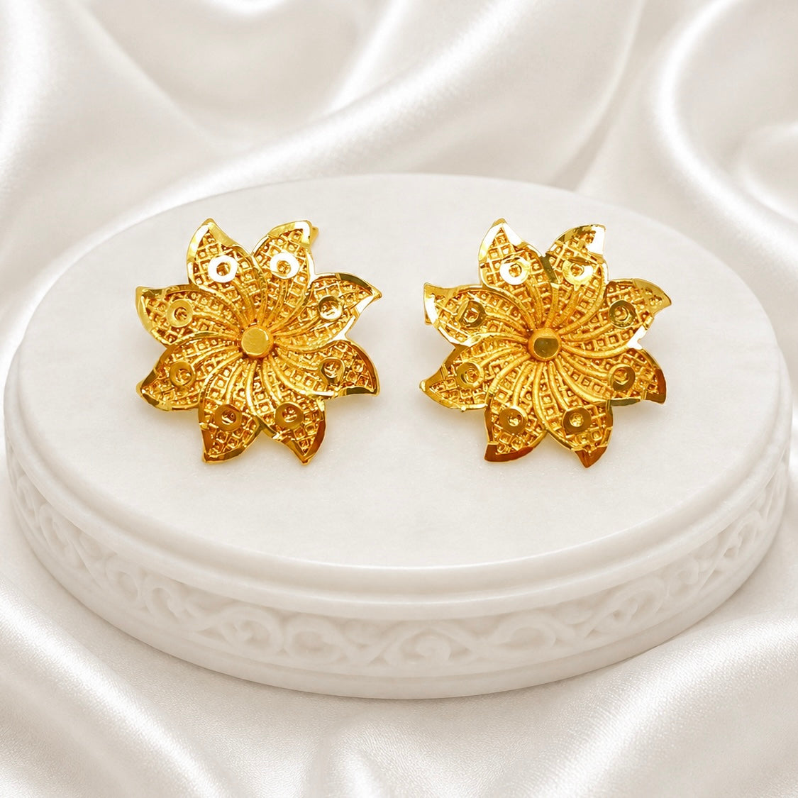 Temple Floral Statement Pendant Necklace Set | Micro Gold Plated Handcrafted Jewellery with Earrings