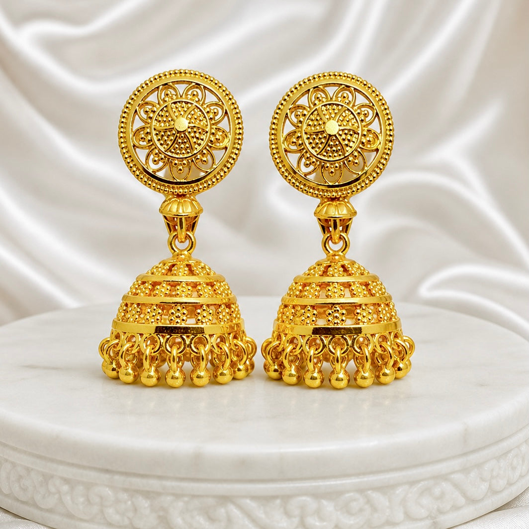 Gold Fish Design Pendant Necklace Set | Micro Gold Plated Handcrafted Jewellery with Jhumka Earrings