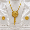 Luxury Temple Swan Coin Long Tie Chain Necklace Set | Premium Micro Gold Plated Handcrafted Jewellery