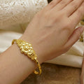 Handcrafted Dubai Gold Floral Bangle – Premium Micro-Plated Traditional Jewellery