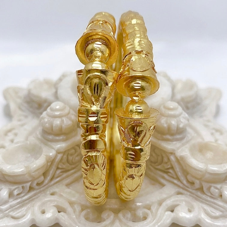 Nakshikari Gold Bala Bangles | Traditional Bengali Handcrafted Design (Pair)
