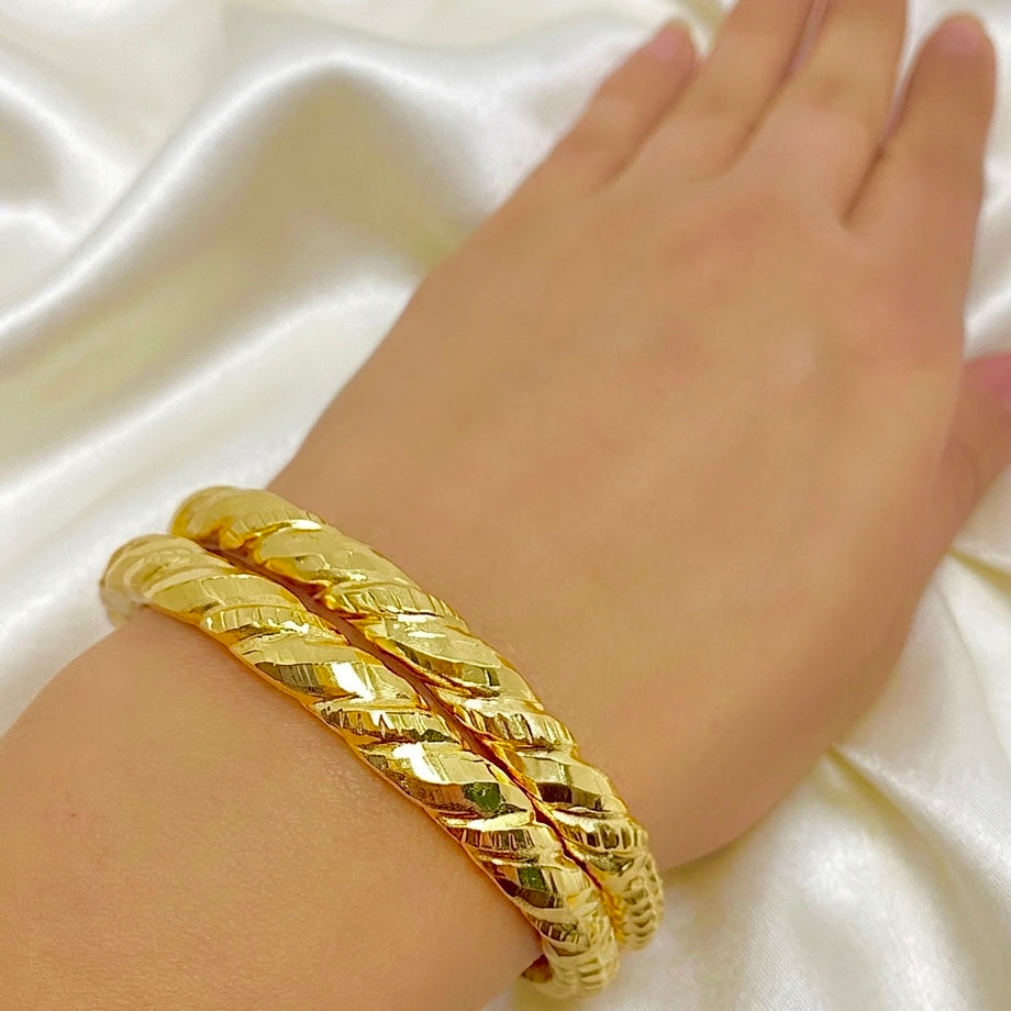 Nakshikari Gold Bala Bangles – Traditional Bengali Design (Pair)