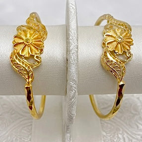 Handmade Floral Dubai Gold Plated Bangles | Lightweight Traditional Design