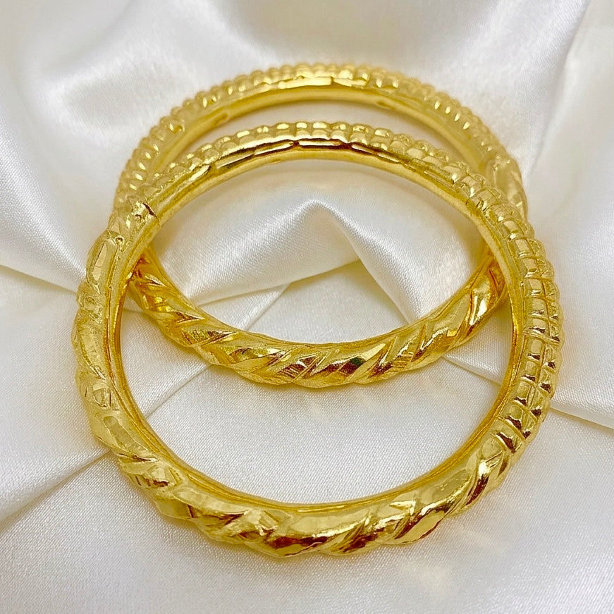 Nakshikari Gold Bala Bangles – Traditional Bengali Design (Pair)