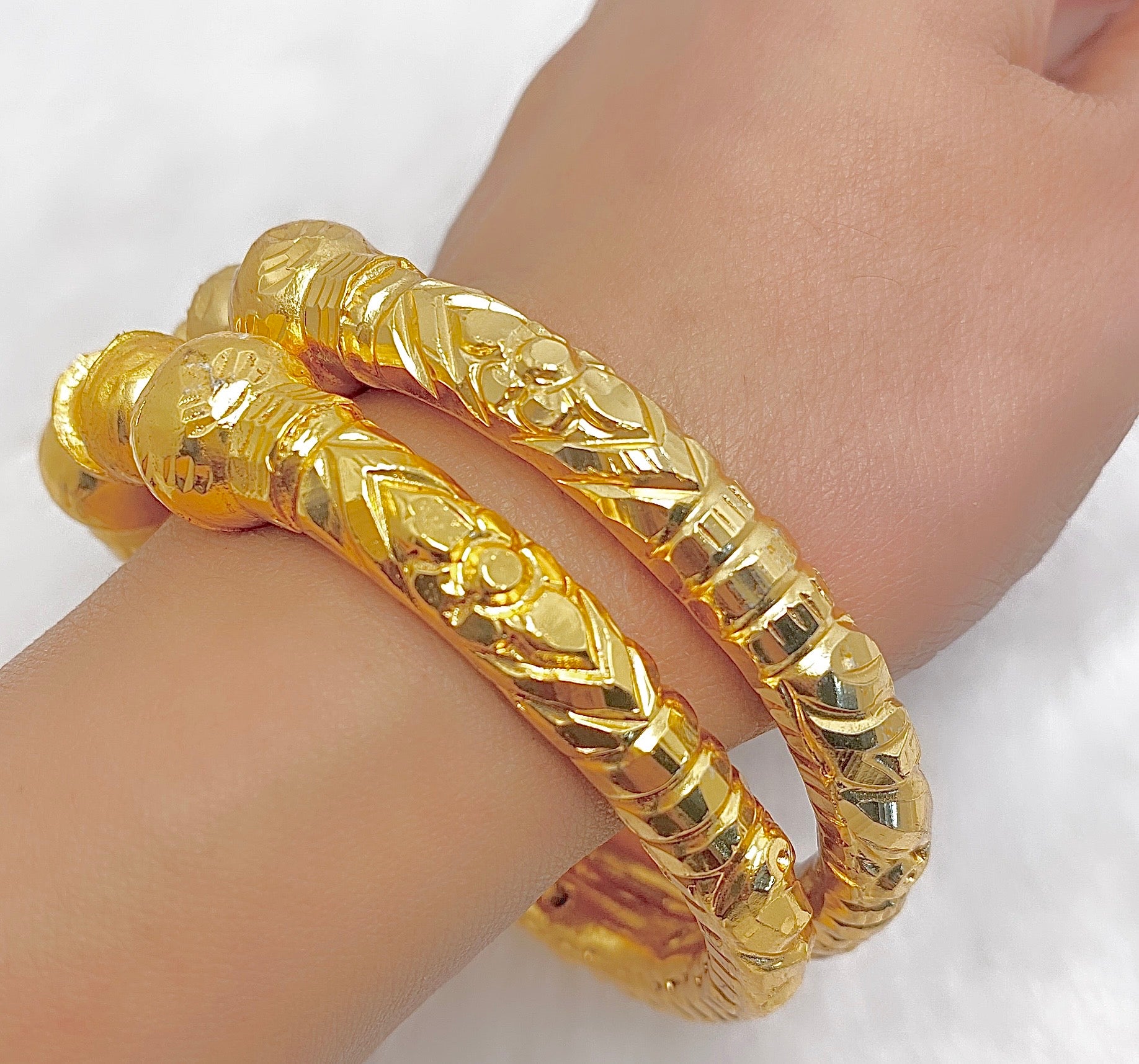 Nakshikari Gold Bala Bangles – Traditional Bengali Handcrafted Pair