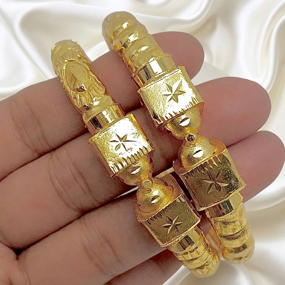 Nakshikari Gold Bala Bangle Pair – Traditional Bengali Design
