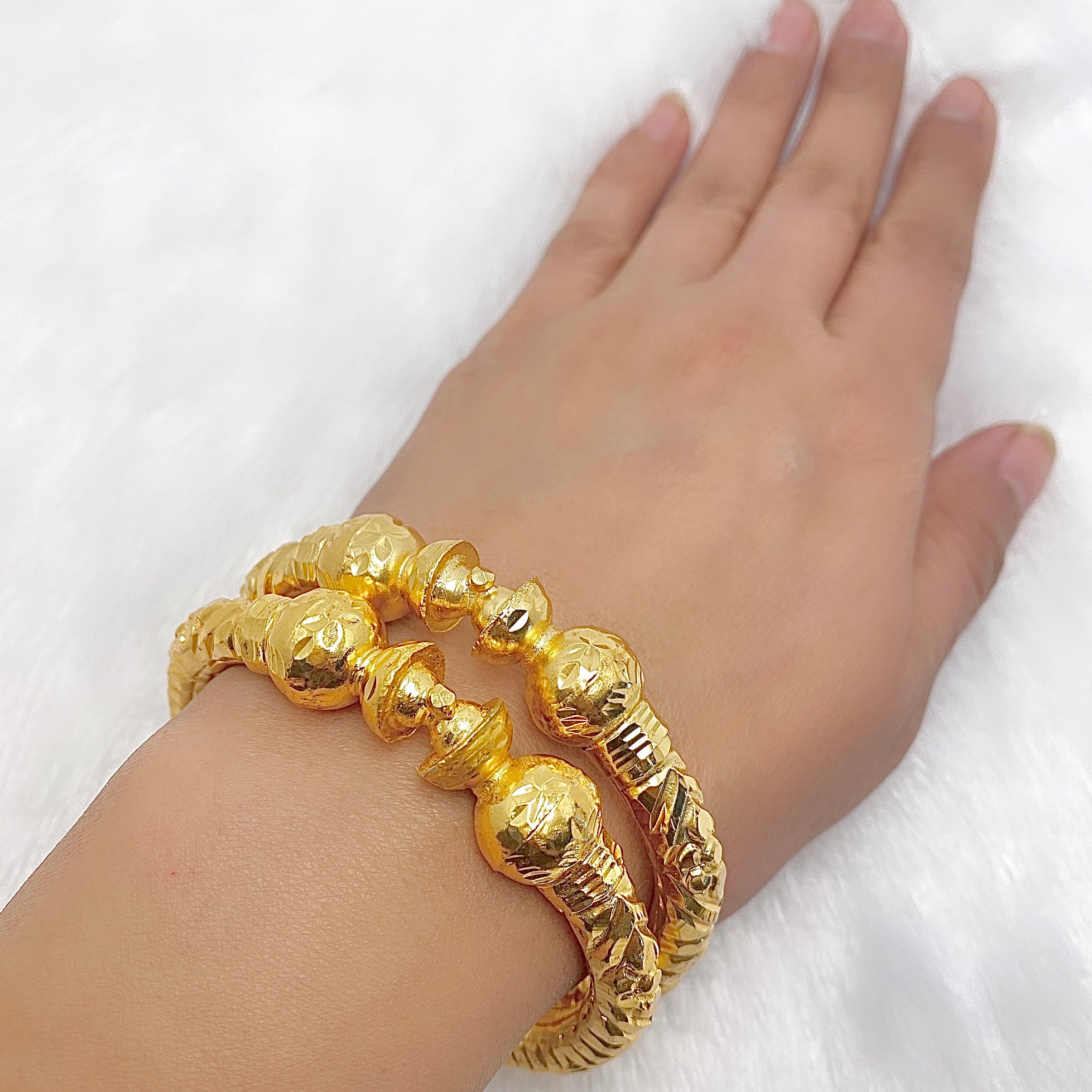 Nakshikari Gold Bala Bangles – Traditional Bengali Handcrafted Pair